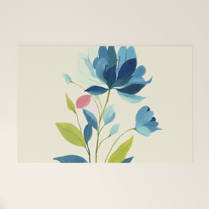 Azure Bloom Welcome Mat Gallery Image 1