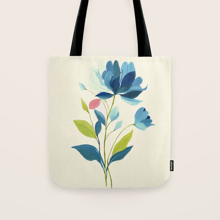 Azure Bloom Tote Bag Gallery Image 1