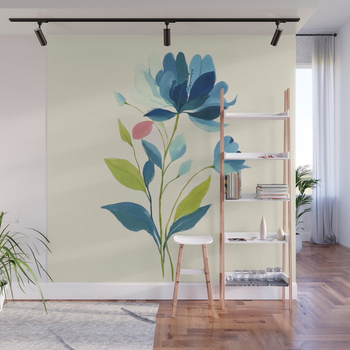 Azure Bloom Wall Mural Gallery Image 1