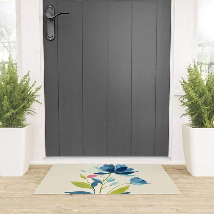 Azure Bloom Welcome Mat Gallery Image 3