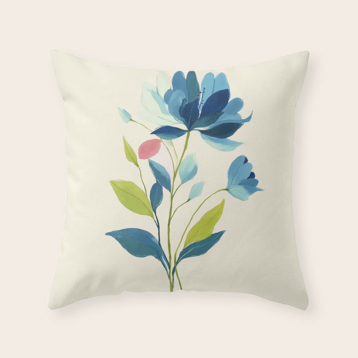 Azure Bloom Throw Pillow Gallery Image 1