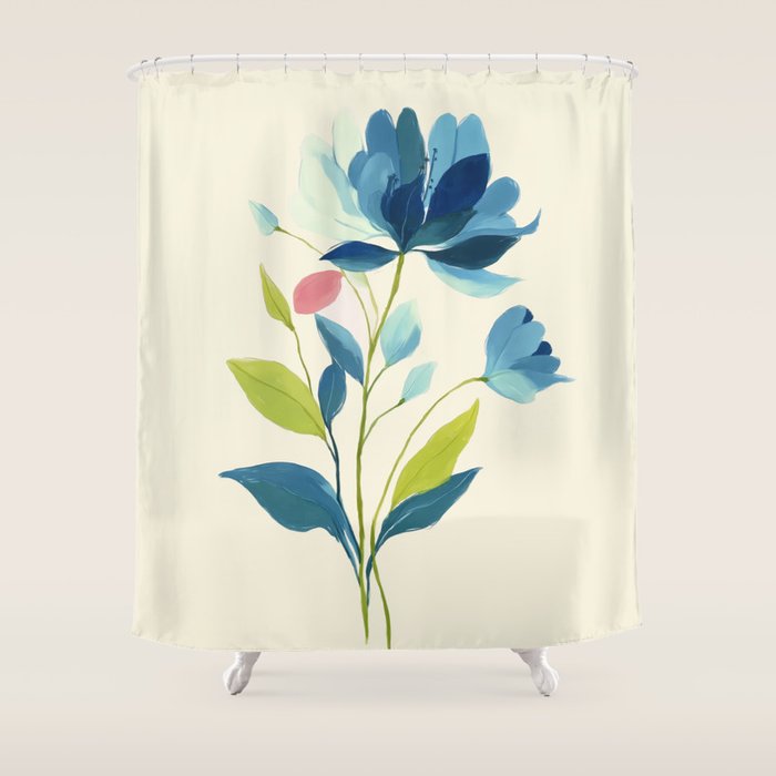Azure Bloom Shower Curtain Gallery Image 1