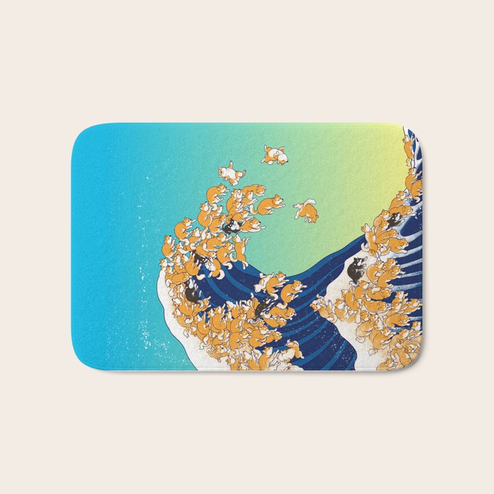 Shiba Inu in Great Wave Bath Mat Gallery Image 1