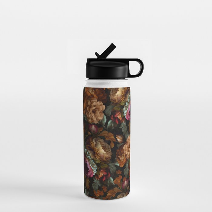 Enchanting Lush Baroque Midnight Flower Garden Water Bottle Gallery Image 1