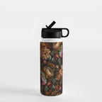 Enchanting Lush Baroque Midnight Flower Garden Water Bottle Gallery Image 1