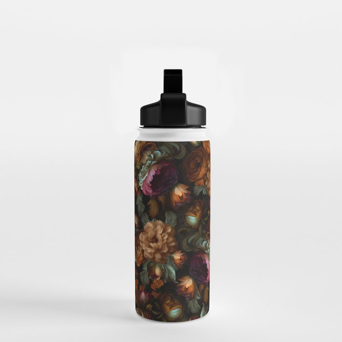 Enchanting Lush Baroque Midnight Flower Garden Water Bottle Gallery Image 2