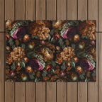 Enchanting Lush Baroque Midnight Flower Garden Outdoor Rug Gallery Image 1