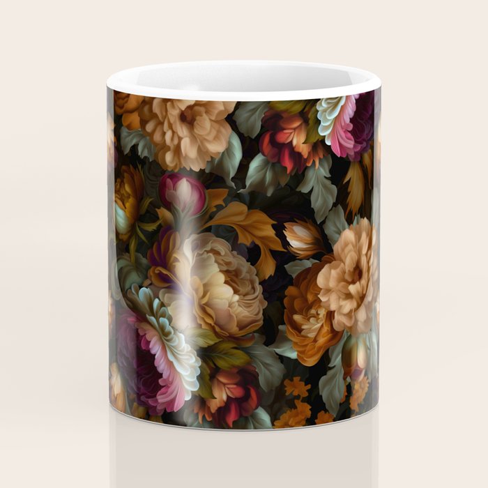 Enchanting Lush Baroque Midnight Flower Garden Coffee Mug Gallery Image 4