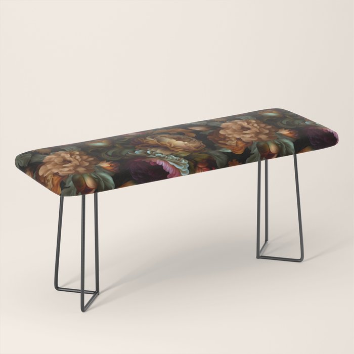 Enchanting Lush Baroque Midnight Flower Garden Bench Gallery Image 1