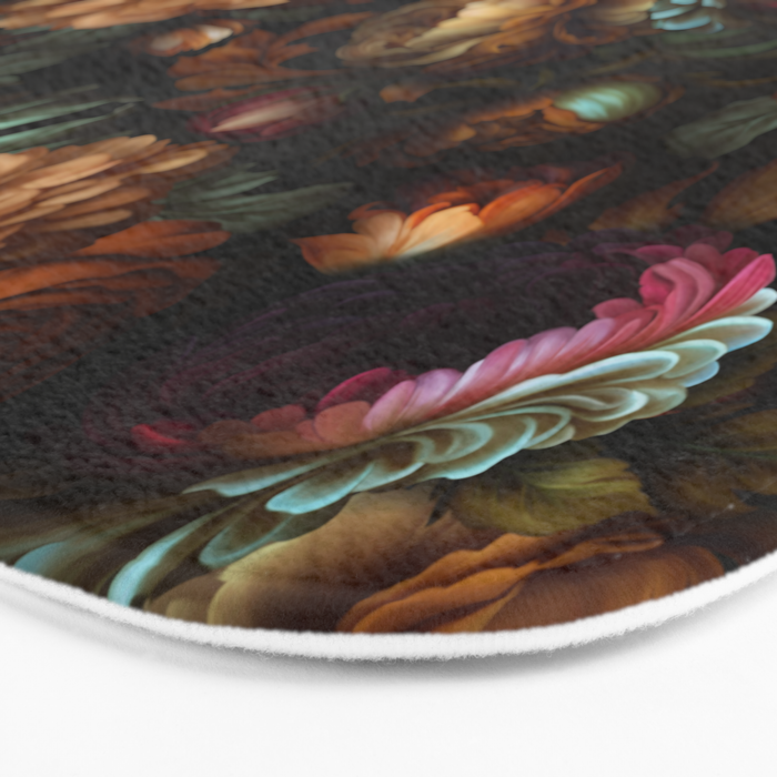 Enchanting Lush Baroque Midnight Flower Garden Bath Mat Gallery Image 3