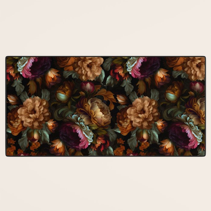 Enchanting Lush Baroque Midnight Flower Garden Desk Mat Gallery Image 3