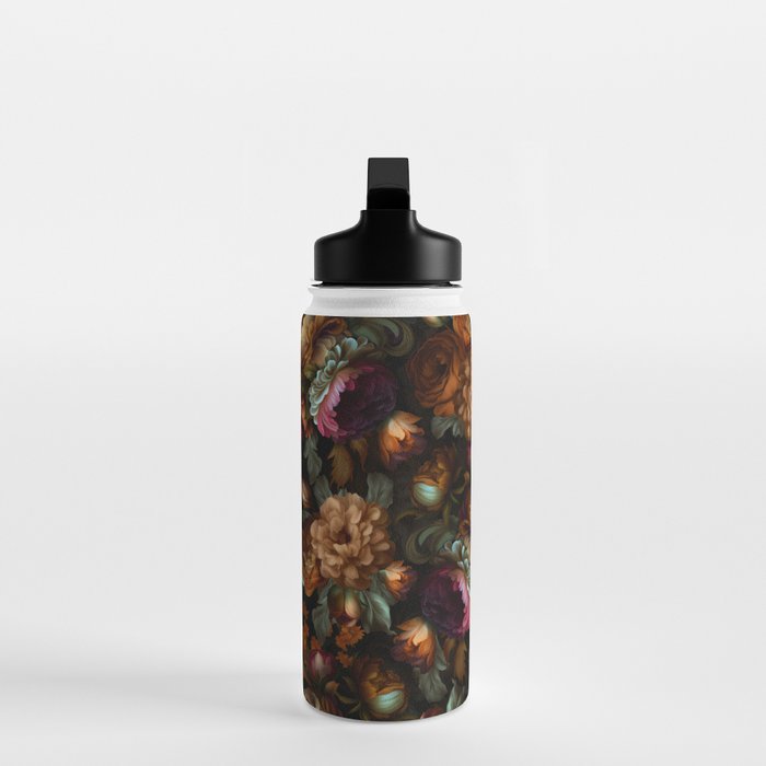 Enchanting Lush Baroque Midnight Flower Garden Water Bottle Gallery Image 3