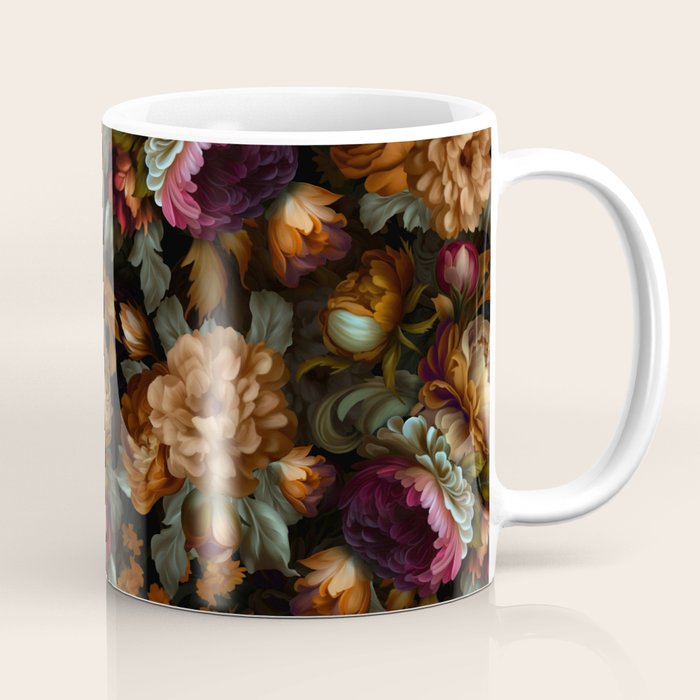 Enchanting Lush Baroque Midnight Flower Garden Coffee Mug Gallery Image 1