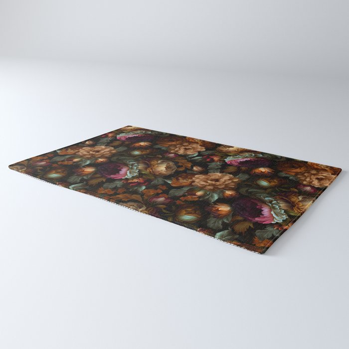 Enchanting Lush Baroque Midnight Flower Garden Rug Gallery Image 3