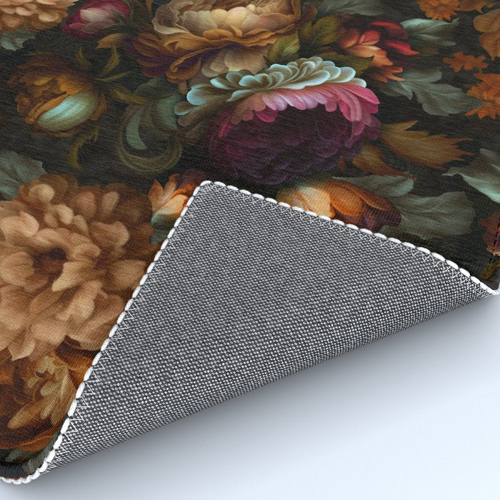 Enchanting Lush Baroque Midnight Flower Garden Rug Gallery Image 4