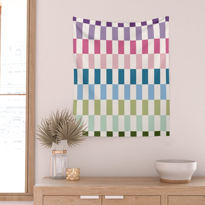 Retro Colorful Stripes Wall Tapestry Gallery Image 2