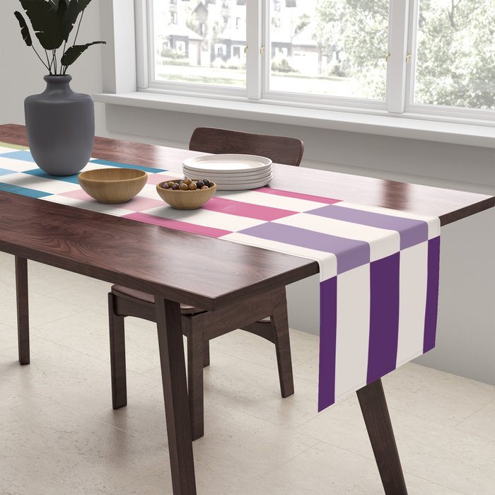 Retro Colorful Stripes Table Runner Gallery Image 2