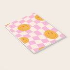 Groovy Smiley Faces on Pastel Pink Twisted Checkerboard Notebook Gallery Image 3
