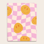 Groovy Smiley Faces on Pastel Pink Twisted Checkerboard Notebook Gallery Image 4