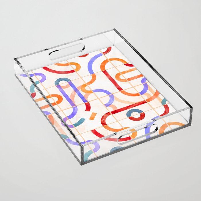 Colorful Curved Path Tiles G Acrylic Tray Gallery Image 1