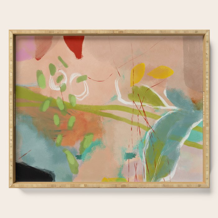 plants in my summer garden / abstraction Serving Tray Gallery Image 1