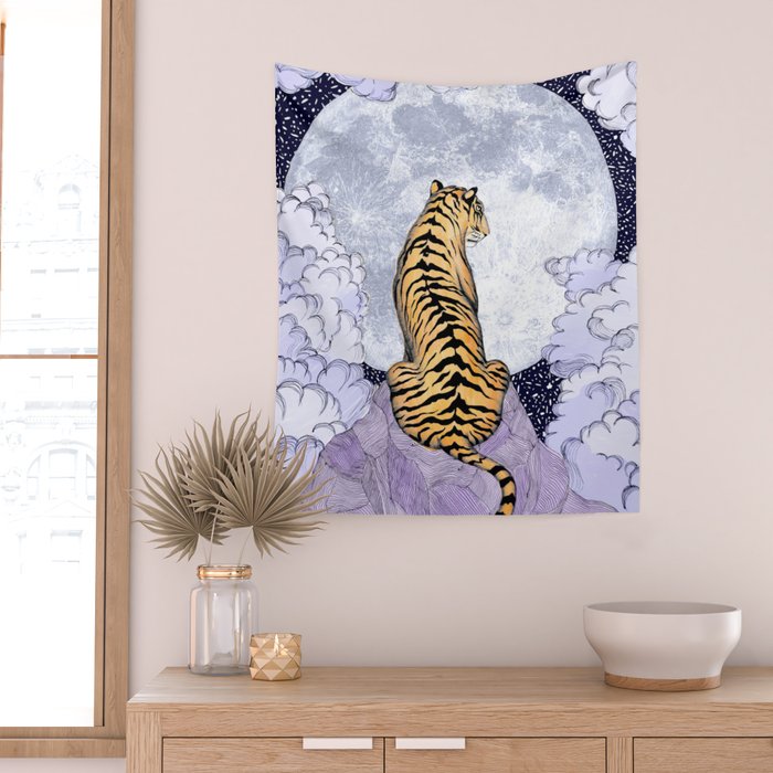 Tiger Moon | Colour Version Wall Tapestry Gallery Image 2