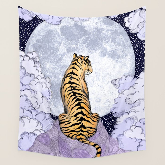 Tiger Moon | Colour Version Wall Tapestry Gallery Image 4