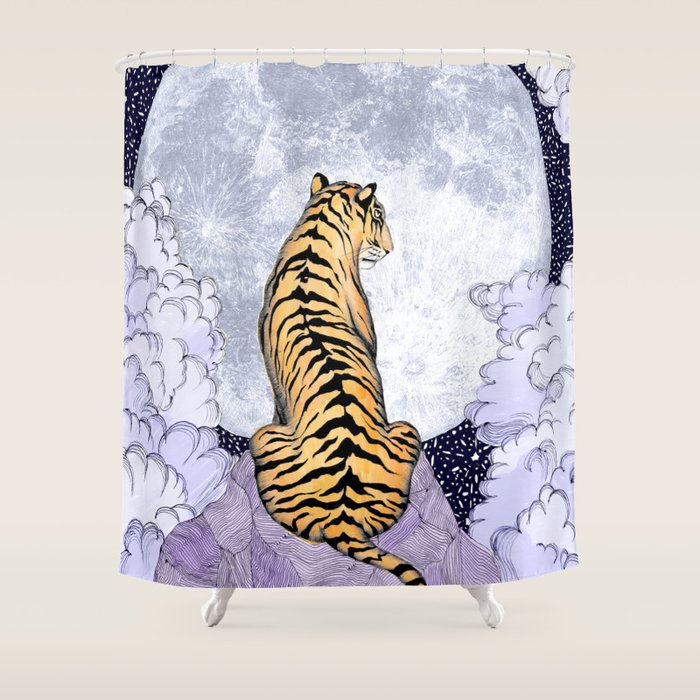 Tiger Moon | Colour Version Shower Curtain Gallery Image 1