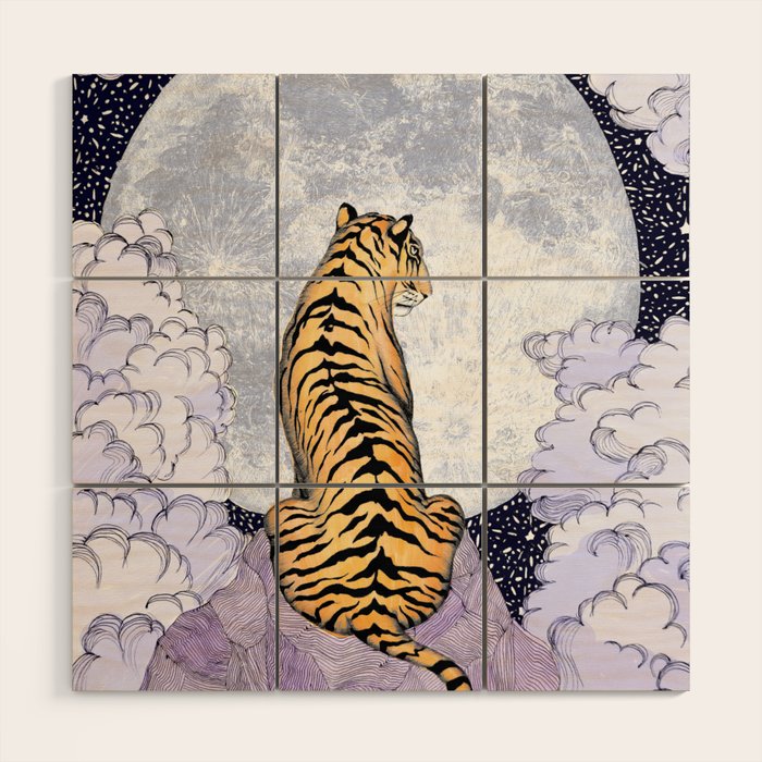 Tiger Moon | Colour Version Wood Wall Art Gallery Image 1