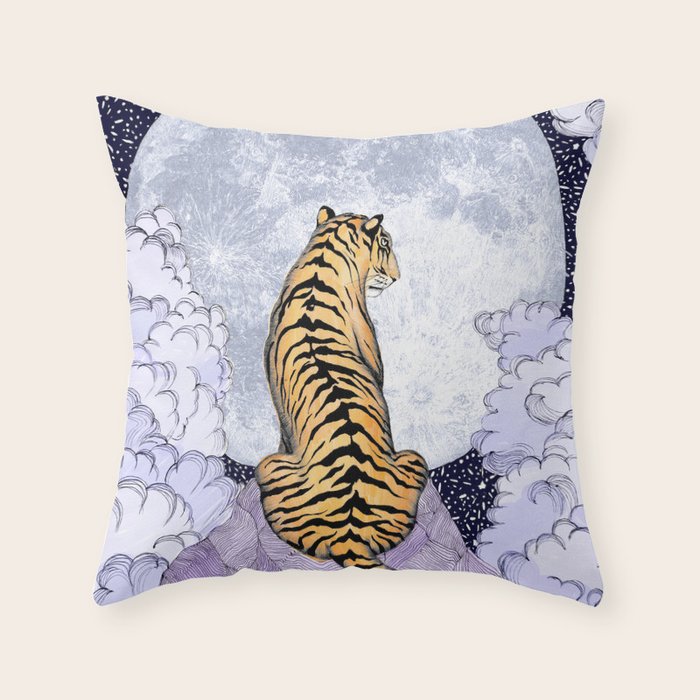 Tiger Moon | Colour Version Throw Pillow Gallery Image 6