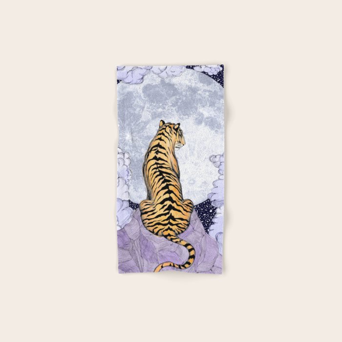Tiger Moon | Colour Version Bath Towel Gallery Image 1