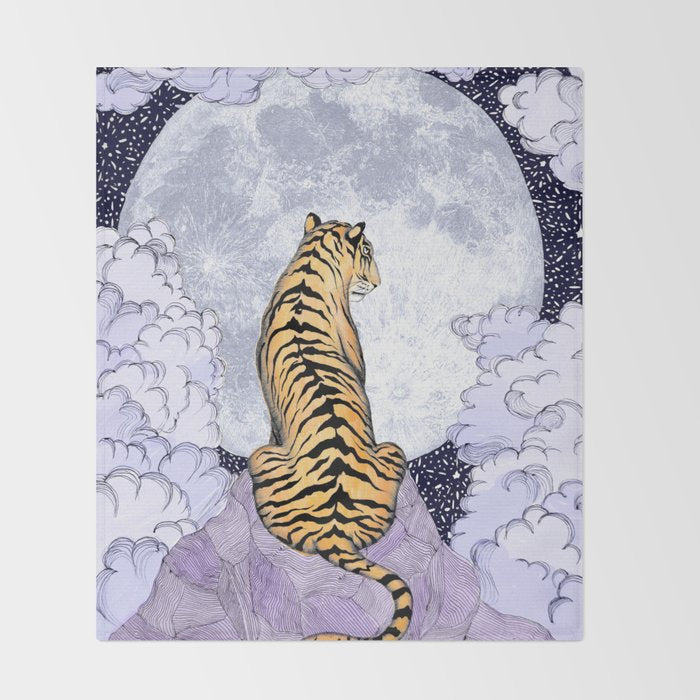Tiger Moon | Colour Version Throw Blanket Gallery Image 2