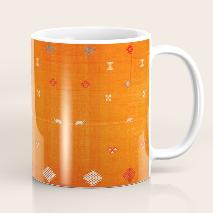 Orange Oriental Traditional Creative Berber Moroccan Fabric Style Coffee Mug Gallery Image 1