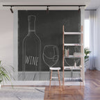 Minimalist Black and White Wine Glasses Wall Mural Gallery Image 1