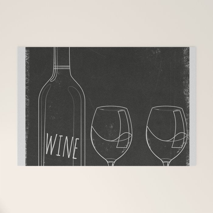 Minimalist Black and White Wine Glasses Welcome Mat Gallery Image 1