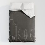 Minimalist Black and White Wine Glasses Duvet Cover Gallery Image 6