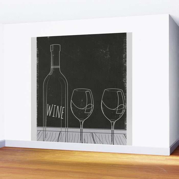 Minimalist Black and White Wine Glasses Wall Mural Gallery Image 2