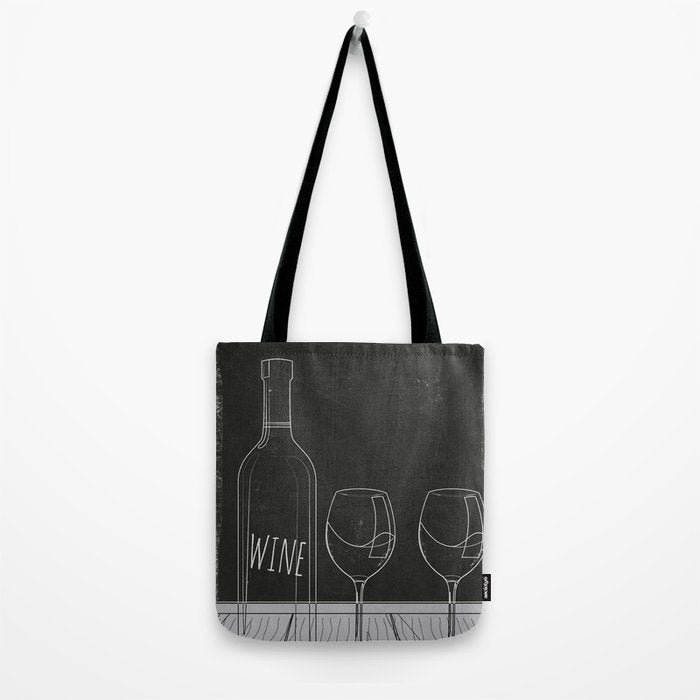 Minimalist Black and White Wine Glasses Tote Bag Gallery Image 2