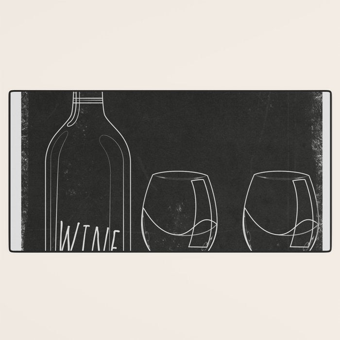 Minimalist Black and White Wine Glasses Desk Mat Gallery Image 3