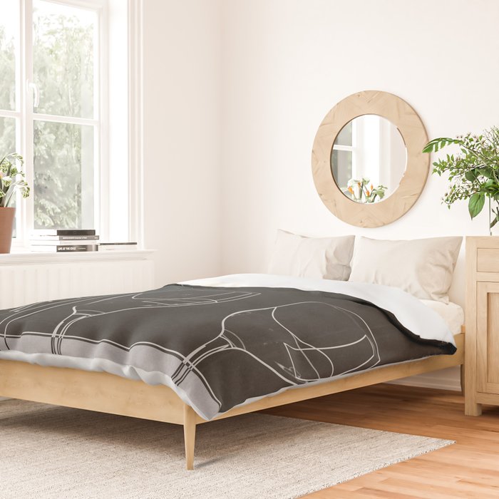 Minimalist Black and White Wine Glasses Duvet Cover Gallery Image 2