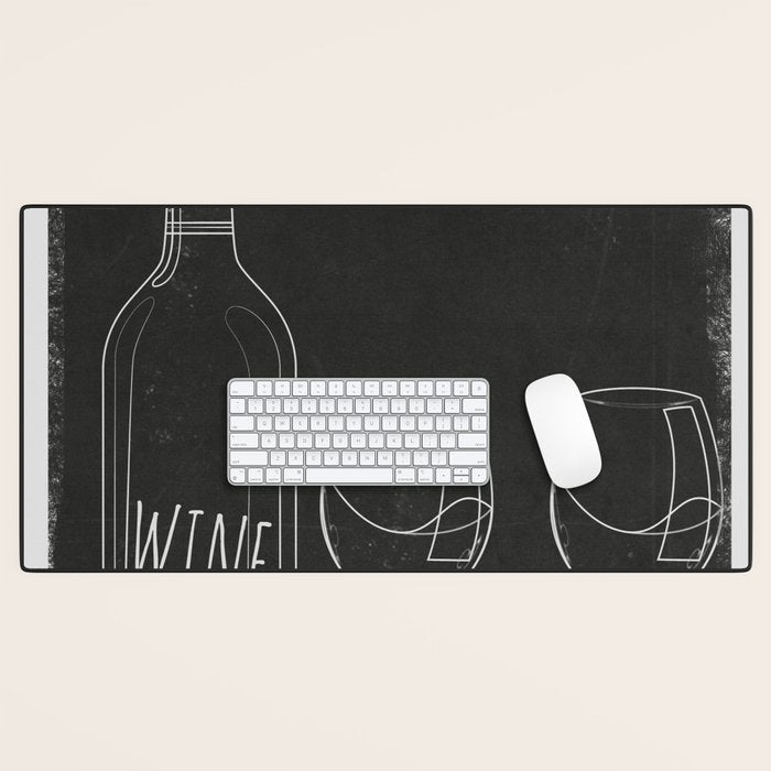 Minimalist Black and White Wine Glasses Desk Mat Gallery Image 1