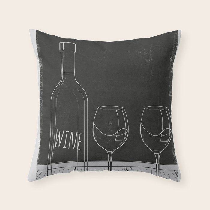 Minimalist Black and White Wine Glasses Throw Pillow Gallery Image 6