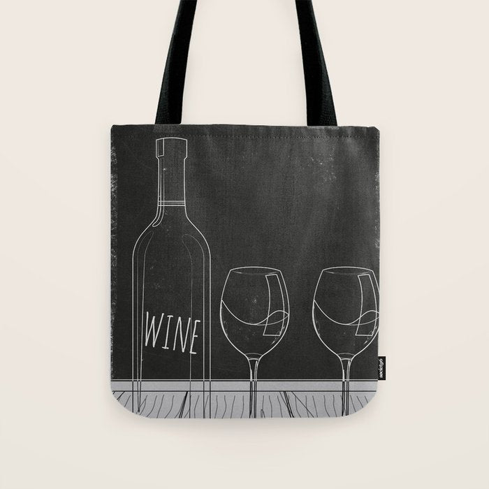 Minimalist Black and White Wine Glasses Tote Bag Gallery Image 1