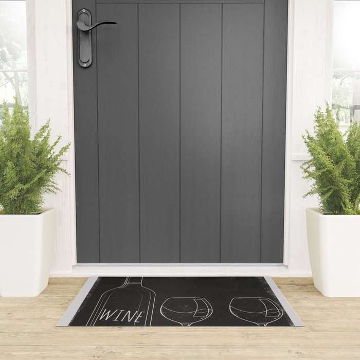Minimalist Black and White Wine Glasses Welcome Mat Gallery Image 3
