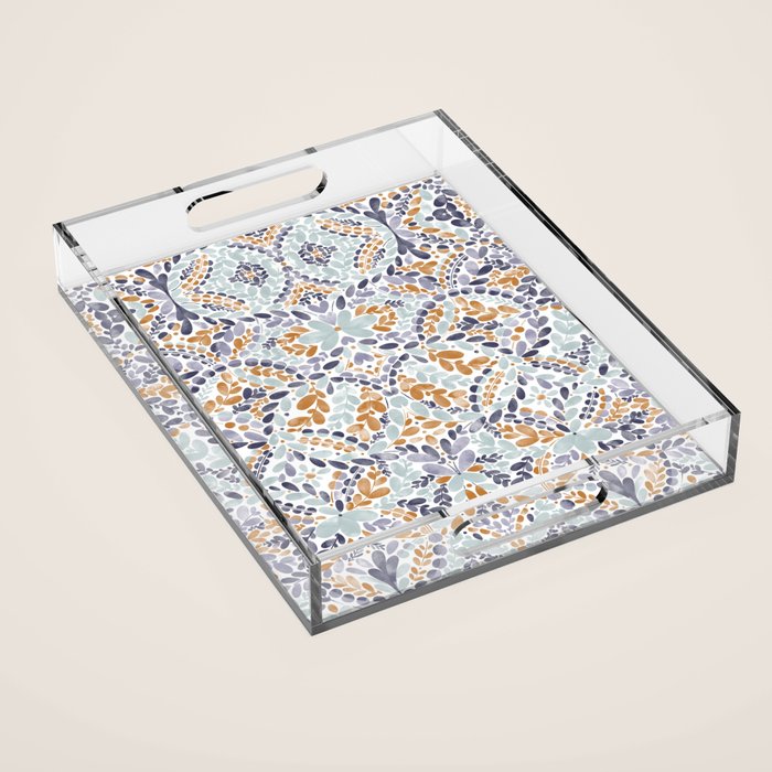 Artistic Floral Motif Medley Acrylic Tray Gallery Image 1