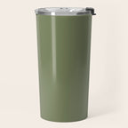 Moss Green Sage Solid Color  Travel Mug Gallery Image 2