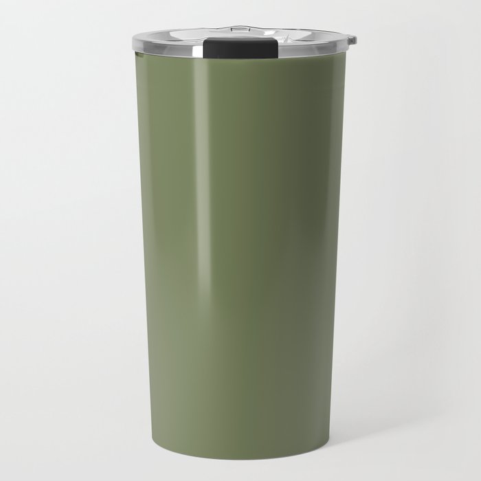 Moss Green Sage Solid Color  Travel Mug Gallery Image 1