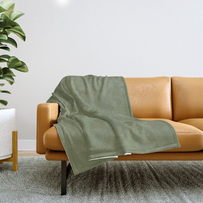 Moss Green Sage Solid Color  Throw Blanket Gallery Image 1