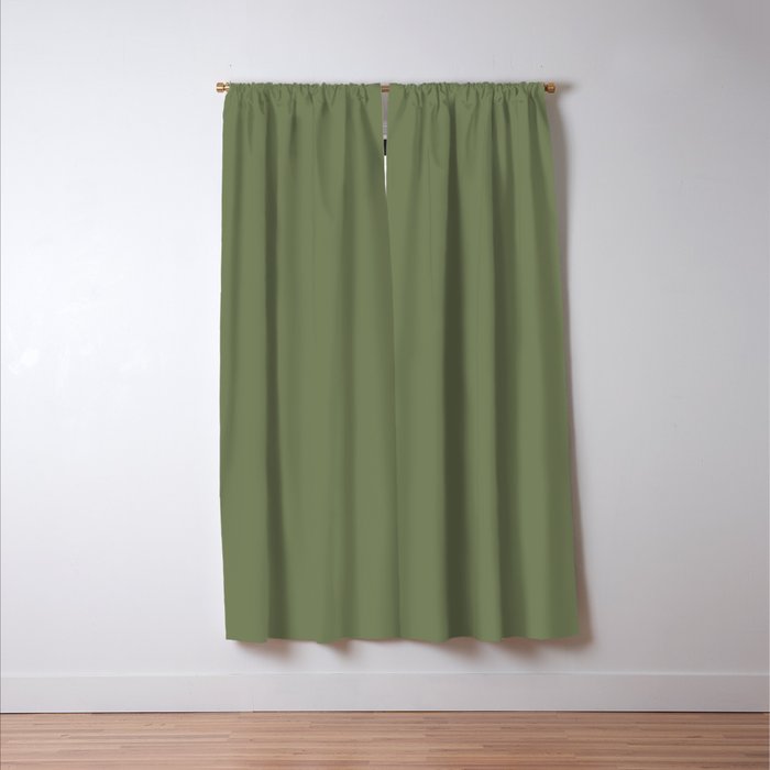 Moss Green Sage Solid Color  Window Curtain Gallery Image 3