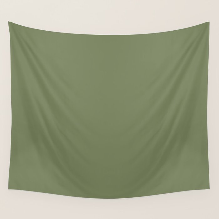 Moss Green Sage Solid Color  Wall Tapestry Gallery Image 4